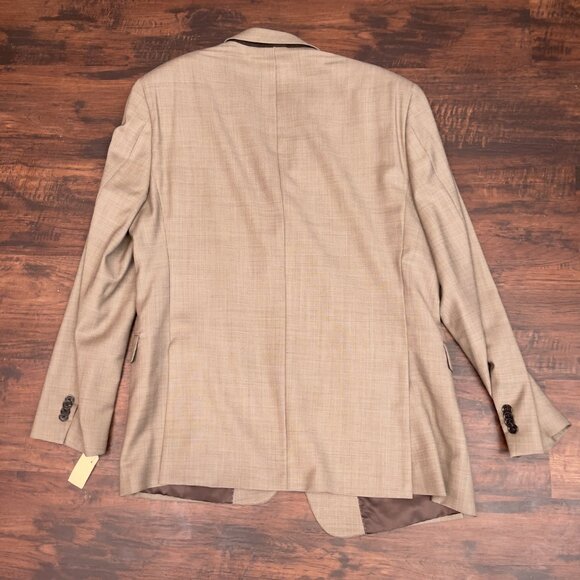 Tommy Hilfiger Mens Sport Coat 42R Solid Tan Wool Jacket Blazer - Picture 5 of 7